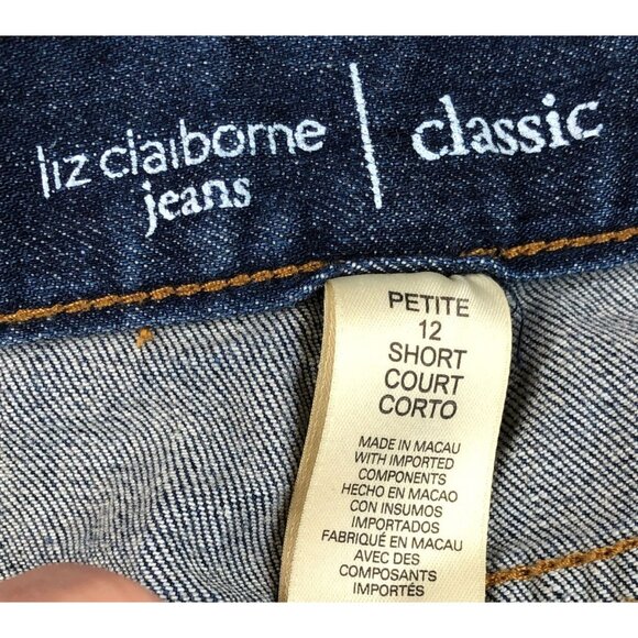 Liz Claiborne Jeans Classic Womens 12P Short Straight Leg Embroidery Medium Wash - Picture 10 of 16